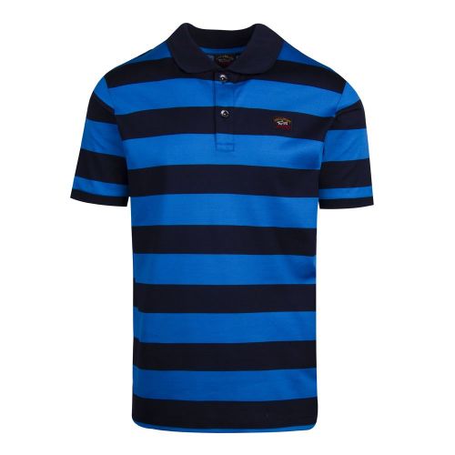 Mens Navy/Blue Stripe Custom Fit S/s Polo Shirt 82408 by Paul And Shark from Hurleys
