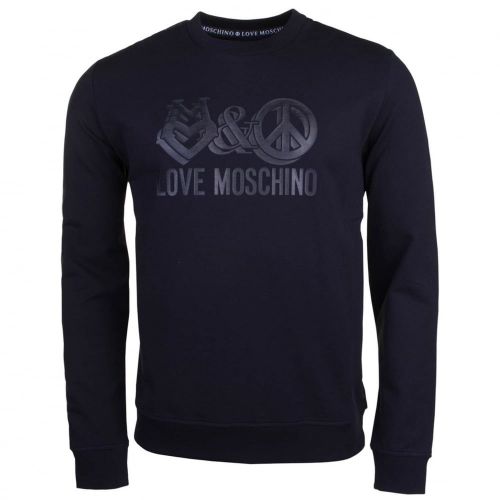 Mens Black Love & Peace Sweat Top 17900 by Love Moschino from Hurleys