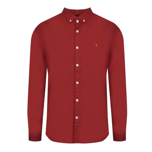 Mens Burnt Red Brewer Slim Fit L/s Shirt 48711 by Farah from Hurleys