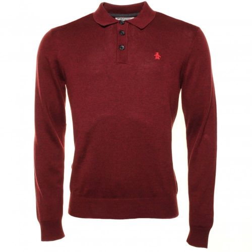Mens Pomegranate Badense Knitted L/s Polo Shirt 9861 by Original Penguin from Hurleys