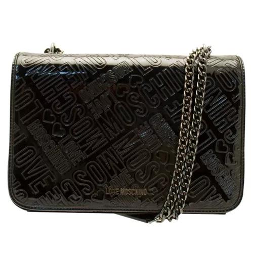 Womens Black Mirror Shine Shoulder Bag 15664 by Love Moschino from Hurleys