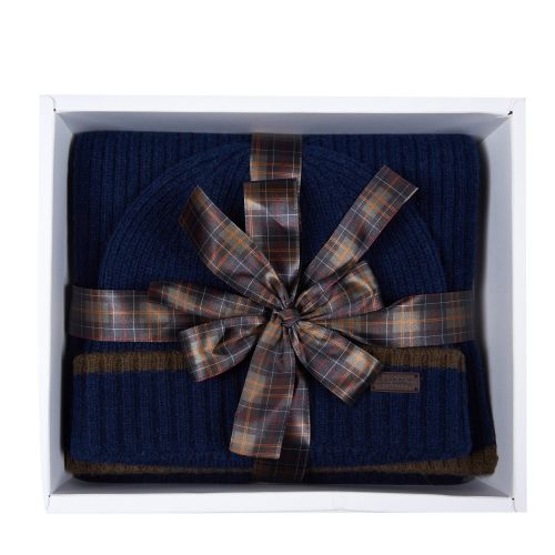 Mens Navy Cromer Beanie & Scarf Gift Set 47480 by Barbour from Hurleys