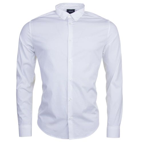 Mens White Custom Fit L/s Shirt 69676 by Armani Jeans from Hurleys