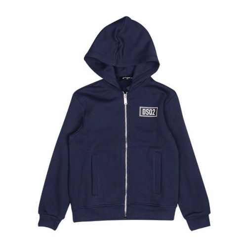 Boys Eclipse Blue Patch Label Hooded Zip Through Sweatshirt 109550 by Dsquared2 from Hurleys