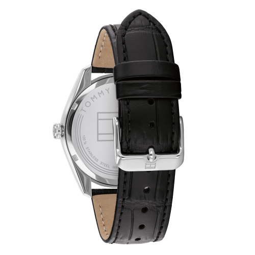 Mens Black/Silver Theo Leather Watch 79952 by Tommy Hilfiger from Hurleys