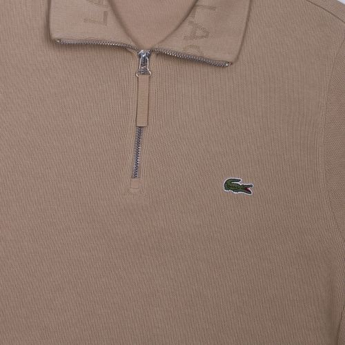 Mens Sand Branded Tape 1/2 Zip Sweat Top 48786 by Lacoste from Hurleys