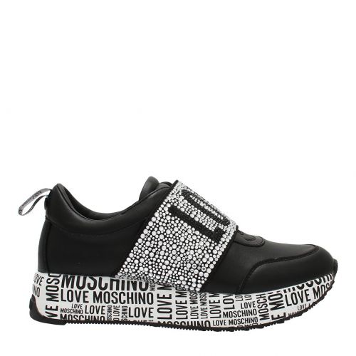 Womens Black Sparkle Band Trainers 90411 by Love Moschino from Hurleys