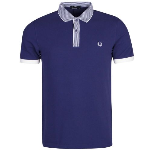 Mens Rich Navy Stripe Collar S/s Polo Shirt 21214 by Fred Perry from Hurleys