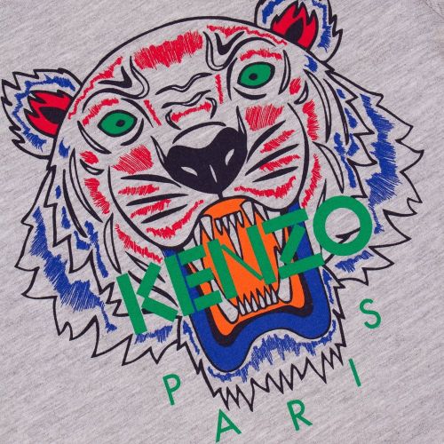 Boys Marled Grey Tiger 40 Bis L/s T Shirt 11762 by Kenzo from Hurleys