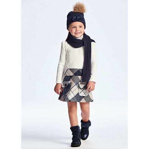 Girls Navy Plaid Skirt Dress 91553 by Mayoral from Hurleys
