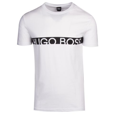 Mens Off White Logo Stripe Slim Fit Beach S/s T Shirt 37723 by BOSS from Hurleys