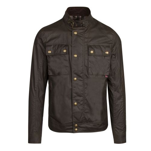 Mens Faded Olive Racemaster 6oz Waxed Jacket 45997 by Belstaff from Hurleys