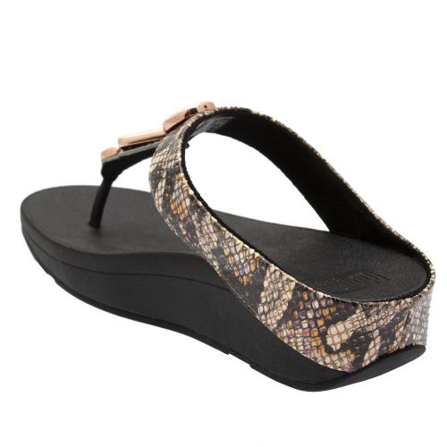 Womens Black Snake Leia Exotic Toe Post Flip Flops 87675 by FitFlop from Hurleys
