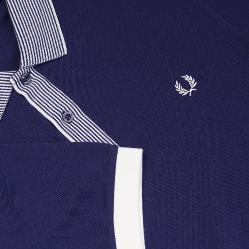 Mens Rich Navy Stripe Collar S/s Polo Shirt 21215 by Fred Perry from Hurleys