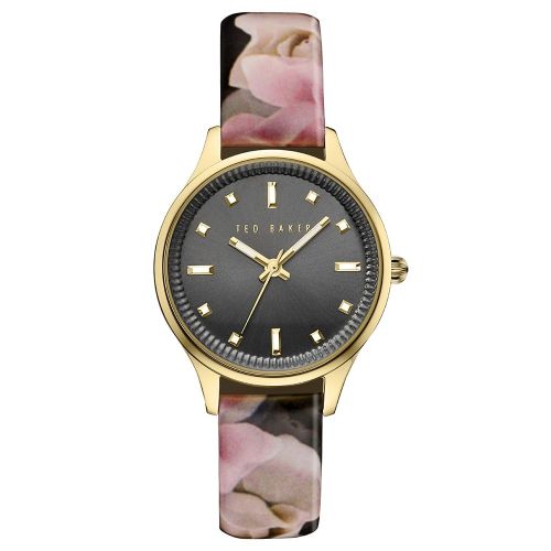 Womens Black & Porcelain Rose Pattern Strap Watch 68731 by Ted Baker from Hurleys