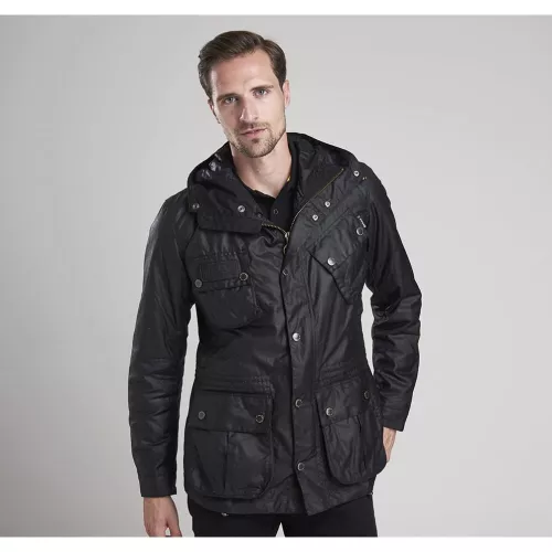 Mens Black Fog Waxed Parka 64640 by Barbour International from Hurleys