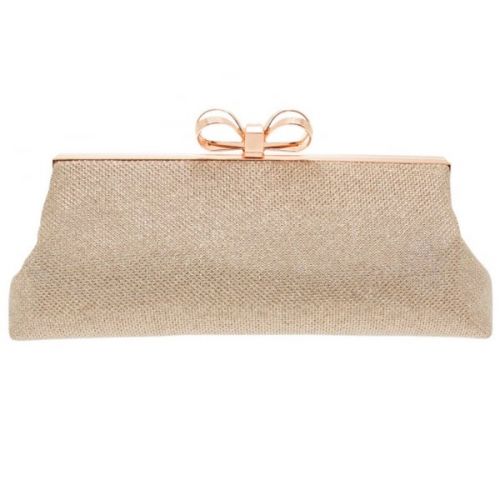 Womens Rose Gold Iirene Glitter Bow Clutch Bag 18572 by Ted Baker from Hurleys