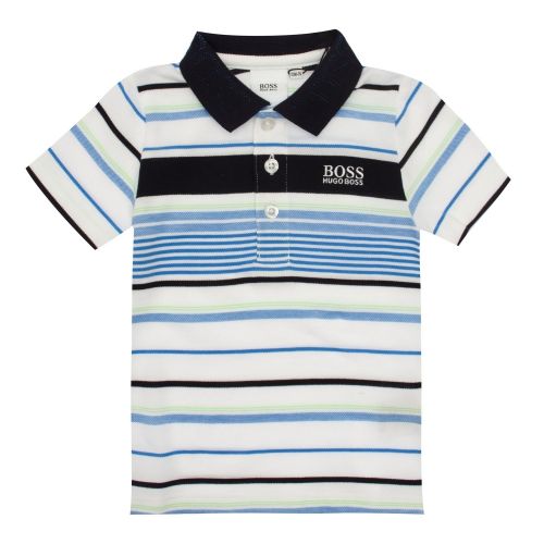 Toddler White/Blue Multi Stripe Logo S/s Polo Shirt 73284 by BOSS from Hurleys