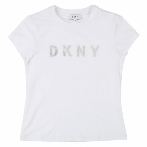 Girls White Shiny Branded Logo S/s T Shirt 36520 by DKNY from Hurleys