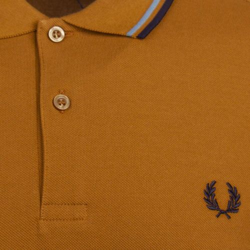 Mens Dark Caramel Twin Tipped S/s Polo Shirt 85087 by Fred Perry from Hurleys