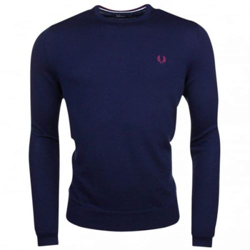 Mens Dark Carbon Crew Neck Knitted Jumper 14817 by Fred Perry from Hurleys