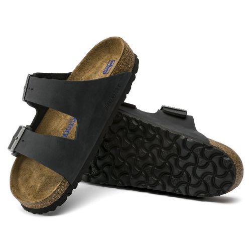 Womens Black Oiled Leather Arizona Slide Sandals 43816 by Birkenstock from Hurleys