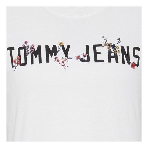 Womens Classic White Floral Logo S/s T Shirt 50236 by Tommy Jeans from Hurleys