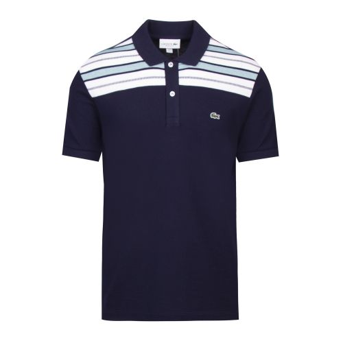 Mens Navy/White Stripe Shoulder Detail S/s Polo Shirt 59305 by Lacoste from Hurleys