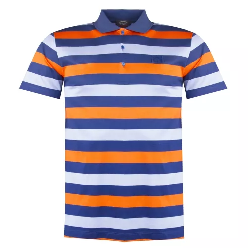 Mens Orange/Blue Multi Stripe Shark Fit S/s Polo Shirt 32834 by Paul And Shark from Hurleys