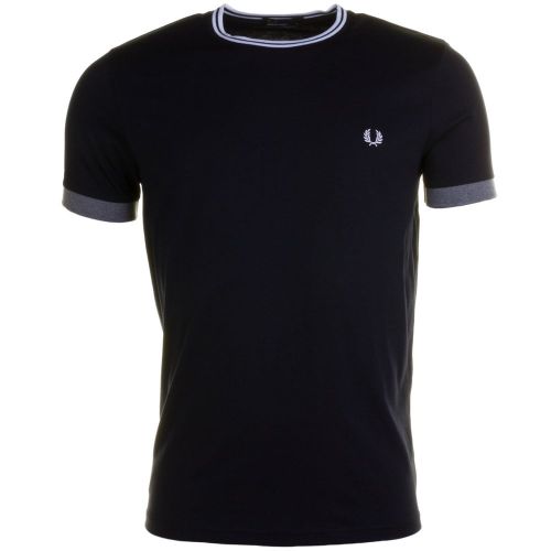 Mens Navy Tipped Ringer S/s Tee Shirt 60162 by Fred Perry from Hurleys