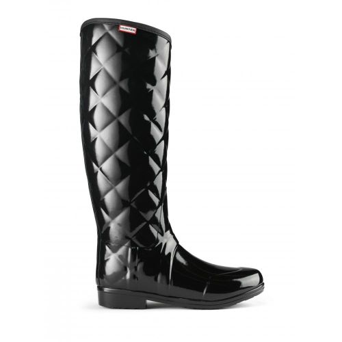 Womens Black Sandhurst Savoy Quilted Wellington Boots 6027 by Hunter from Hurleys