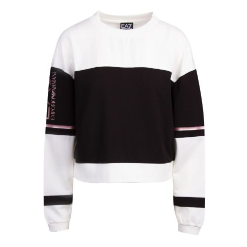 Womens White/Black Colourblock Sweat Top 75961 by EA7 from Hurleys