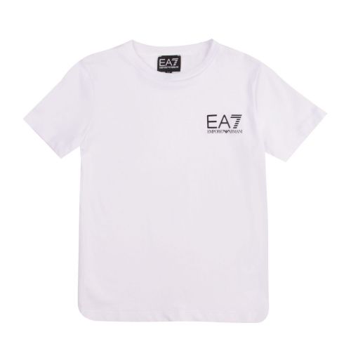 Boys White Basic Small Logo S/s T Shirt 77396 by EA7 from Hurleys