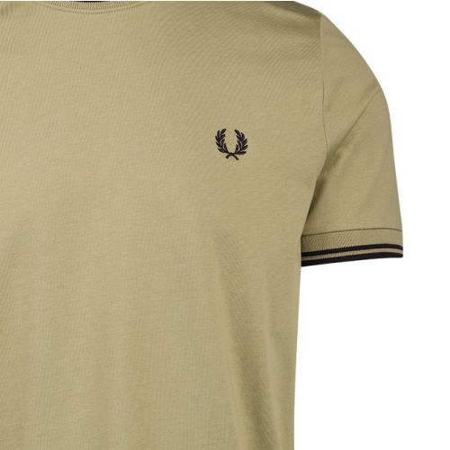 Mens Sage Green Twin Tipped S/s T Shirt 107974 by Fred Perry from Hurleys