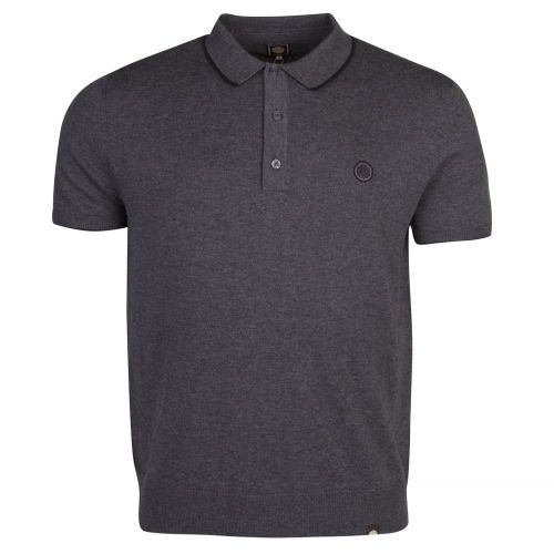 Mens Dark Grey Marl Tipped Knitted S/s Polo Shirt 26227 by Pretty Green from Hurleys