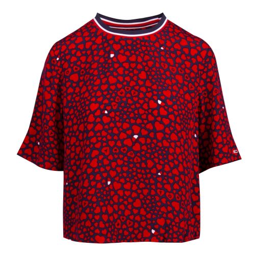 Womens Red Heart Print S/s T Shirt 52882 by Tommy Jeans from Hurleys