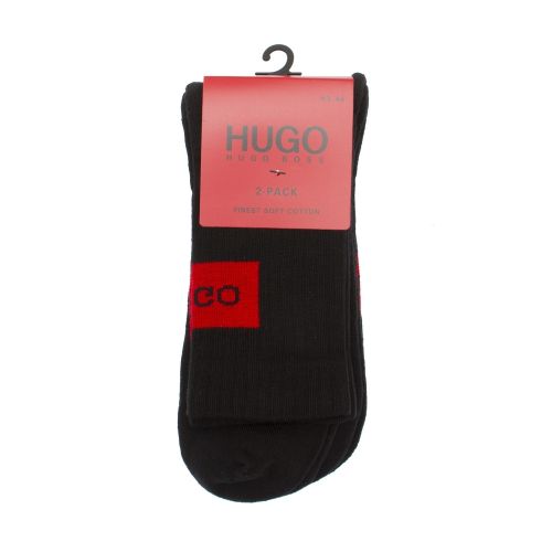 Mens Black Rib Back Logo 2 Pack Socks 45333 by HUGO from Hurleys