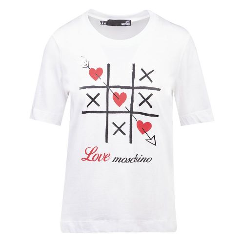 Womens White Noughts + Crosses S/s T Shirt 101388 by Love Moschino from Hurleys