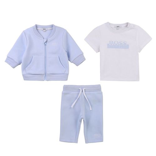Baby Pale Blue 3 Piece Tracksuit Gift Set 83605 by BOSS from Hurleys