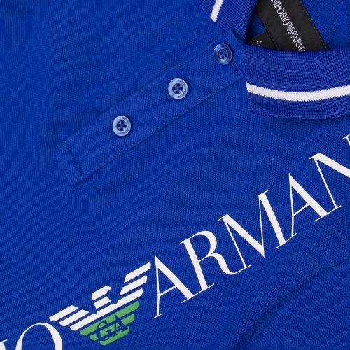 Boys Bright Blue Vertical Logo S/s Polo Shirt 37986 by Emporio Armani from Hurleys