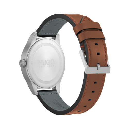 Mens Brown/Silver/Blue Dare Leather Watch 78748 by HUGO from Hurleys