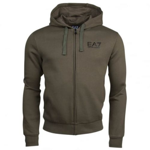 Mens Khaki Training Core Identity Hooded Zip Sweat Top 11434 by EA7 from Hurleys