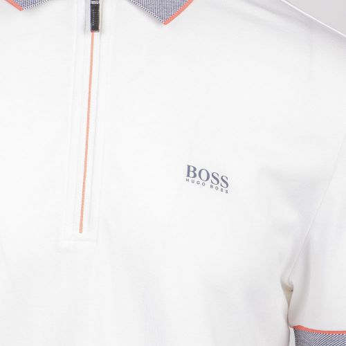 Athleisure Mens White Philix Zip Collar S/s Polo Shirt 99642 by BOSS from Hurleys