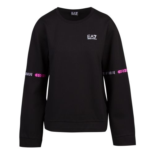 Womens Black Logo Tape Detail Sweat Top 57506 by EA7 from Hurleys