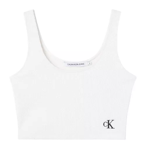 Womens Bright White Slub Rib Cropped Vest Top 87080 by Calvin Klein from Hurleys