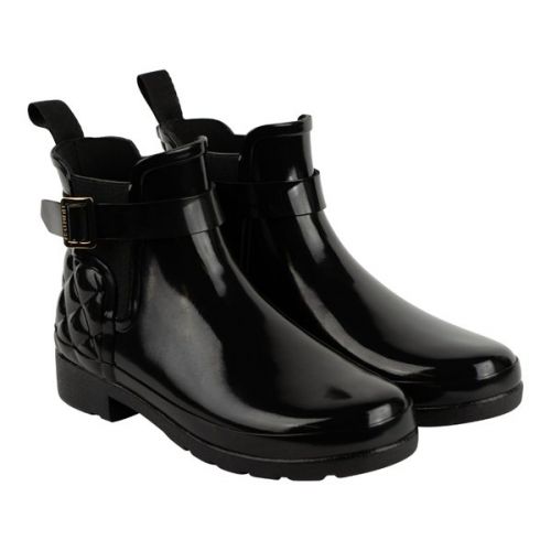Hunter Boots Womens Black Refined Chelsea Quilt Gloss