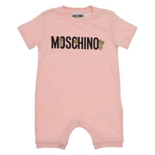 Baby Sugar Rose Hidden Toy Logo Romper 58544 by Moschino from Hurleys