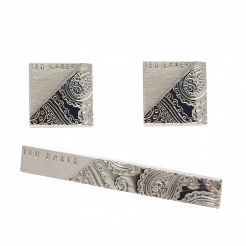 Mens Silver Charmer Cufflink & Tie Bar Gift 30303 by Ted Baker from Hurleys