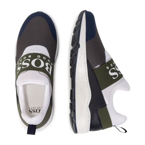 Boys Khaki Mix Branded Elastic Trainers (27-41) 91352 by BOSS from Hurleys
