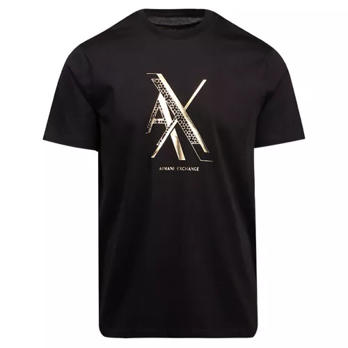 Mens Black Gold Centre Logo S/s T Shirt 107277 by Armani Exchange from Hurleys